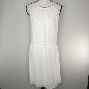 White House Black Market Blouson Dress‎ Beaded M